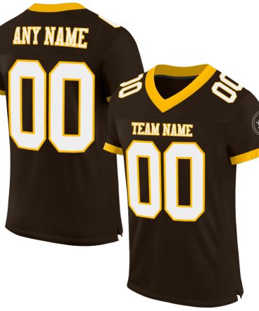 Custom Brown White-Gold Football Jersey, Gift For Football Fans