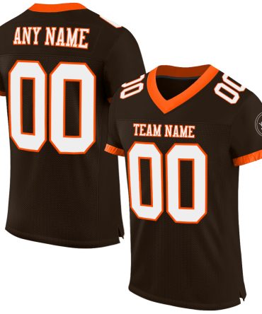 Custom Brown White-Orange Football Jersey, Gift For Football Fans