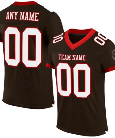 Custom Brown White-Red Football Jersey, Gift For Football Fans