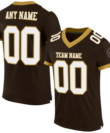 Custom Brown White-Old Gold Football Jersey, Gift For Football Fans