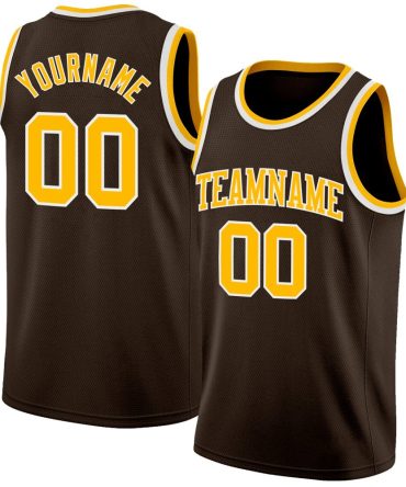 Custom Brown Gold-White Basketball Jersey, Gift For Basketball Fans