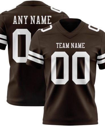 Custom Brown White Authentic Football Jersey, Gift For Football Fans