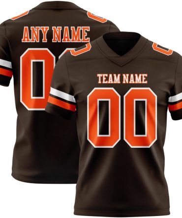Custom Brown Orange-White Authentic Football Jersey, Gift For Football Fans