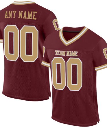 Custom Burgundy Old Gold-White Throwback Football Jersey, Gift For Football Fans