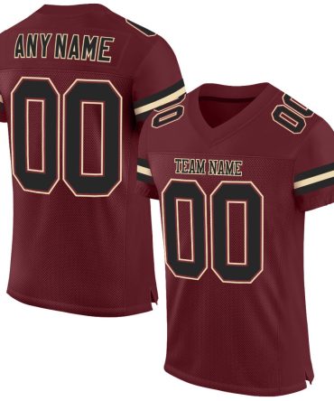 Custom Burgundy Black-Cream Football Jersey, Gift For Football Fans