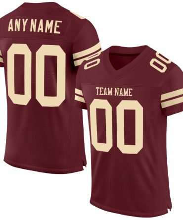 Custom Burgundy Cream Football Jersey, Gift For Football Fans