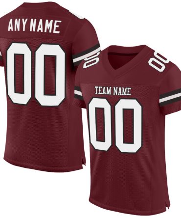 Custom Burgundy White-Black Football Jersey, Gift For Football Fans