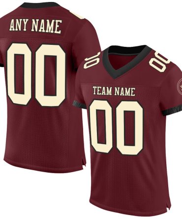 Custom Burgundy Cream-Black Football Jersey, Gift For Football Fans