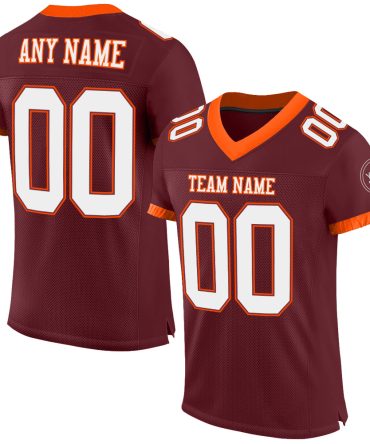 Custom Burgundy White-Orange Football Jersey, Gift For Football Fans