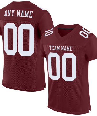 Custom Burgundy White Football Jersey, Gift For Football Fans