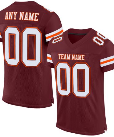 Custom Burgundy White-Orange Football Jersey, Gift For Football Fans