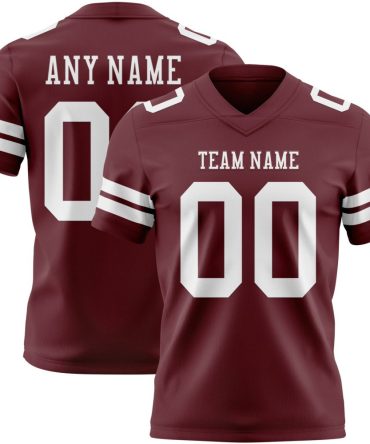 Custom Burgundy White Authentic Football Jersey, Gift For Football Fans