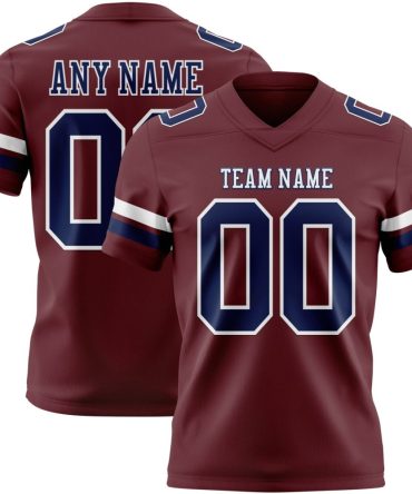 Custom Burgundy Navy-White Authentic Football Jersey, Gift For Football Fans