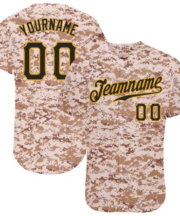 Custom Camo Black-Gold Salute To Service Baseball Jersey, Gift For Baseball Fans