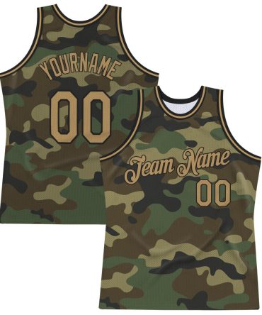 Custom Camo Old Gold-Black Salute To Service Basketball Jersey, Gift For Basketball Fans
