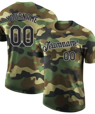 Custom Camo Black-Gray Performance Salute To Service T-Shirt, For Football, Baseball, Hockey, Basketball, Softball & Rugby Fans