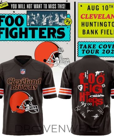 Cleveland Browns X Foo Fighters - Take Cover Tour 2026 Football Jersey Brown
