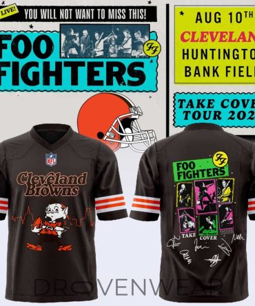 Cleveland Browns X Foo Fighters - Take Cover Tour 2026 Football Jersey Brown Ver2
