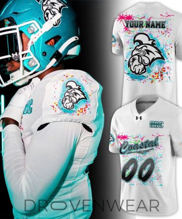 Coastal Carolina Chanticleers Airbrush Custom Football Jersey White Edition
