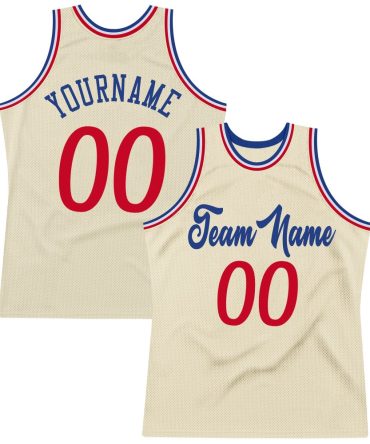 Custom Cream Red-Royal Authentic Throwback Basketball Jersey, Gift For Basketball Fans
