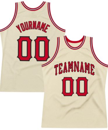Custom Cream Red-Black Throwback Basketball Jersey, Gift For Basketball Fans