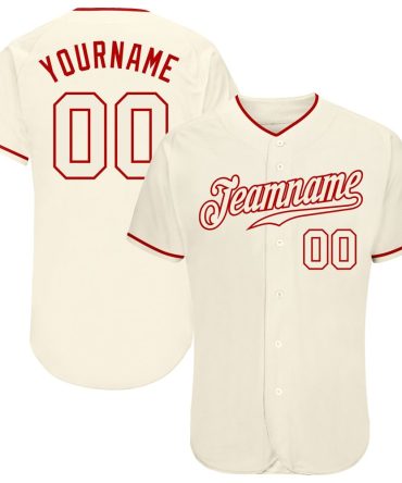 Custom Cream Cream-Red Baseball Jersey, Gift For Baseball Fans
