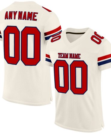Custom Cream Red-Navy Football Jersey, Gift For Football Fans