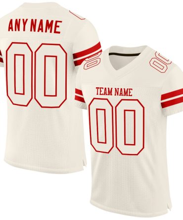 Custom Cream Cream-Red Football Jersey, Gift For Football Fans
