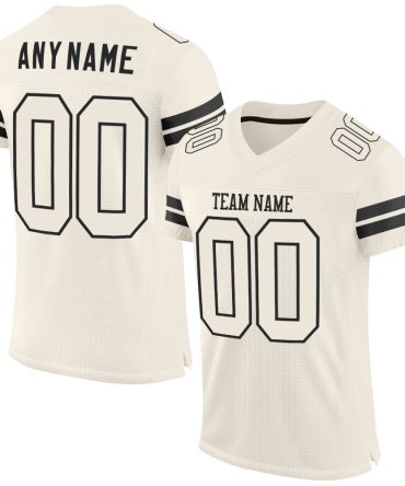 Custom Cream Cream-Black Football Jersey, Gift For Football Fans