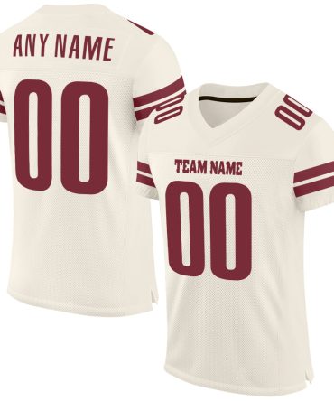 Custom Cream Burgundy Football Jersey, Gift For Football Fans