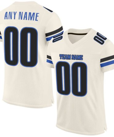 Custom Cream Blue-Black Football Jersey, Gift For Football Fans