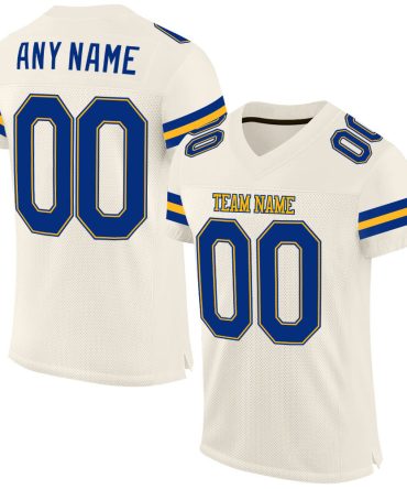 Custom Cream Royal-Gold Football Jersey, Gift For Football Fans
