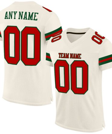 Custom Cream Red-Green Football Jersey, Gift For Football Fans