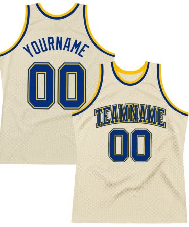 Custom Cream Royal-Gold Throwback Basketball Jersey, Gift For Basketball Fans