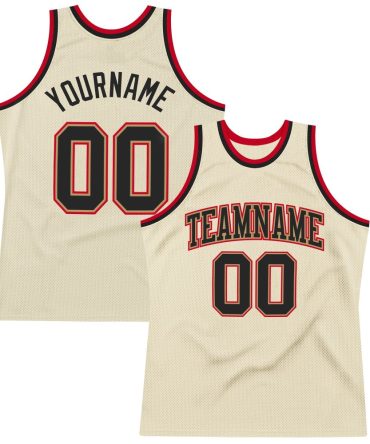 Custom Cream Black-Red Throwback Basketball Jersey, Gift For Basketball Fans
