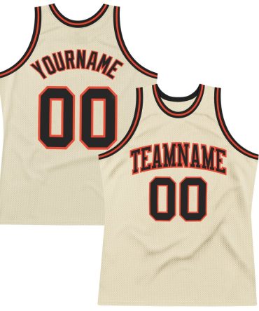Custom Cream Black-Orange Throwback Basketball Jersey, Gift For Basketball Fans