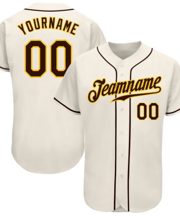 Custom Cream Brown-Gold Baseball Jersey, Gift For Baseball Fans