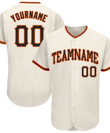 Custom Cream Black-Orange Baseball Jersey, Gift For Baseball Fans