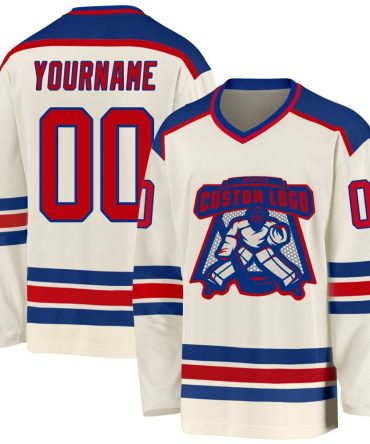Custom Cream Red-Royal Hockey Jersey, Gift For Hockey Fans