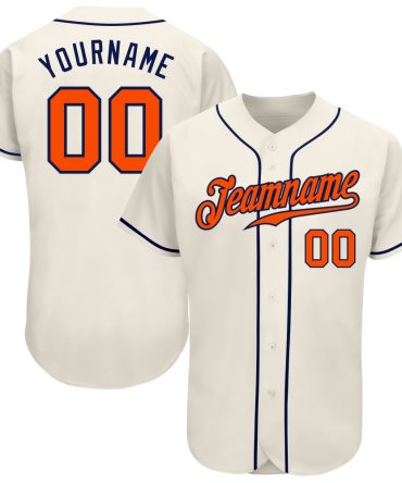 Custom Cream Orange-Navy Baseball Jersey, Gift For Baseball Fans