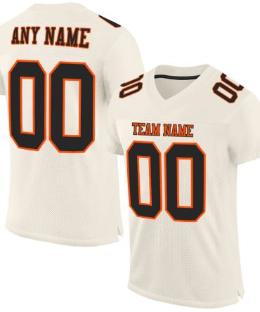 Custom Cream Black-Orange Football Jersey, Gift For Football Fans