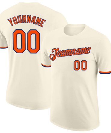 Custom Cream Orange-Royal Performance T-Shirt, For Football, Baseball, Hockey, Basketball, Softball & Rugby Fans