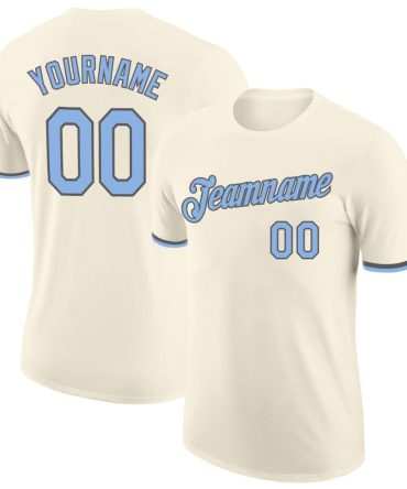 Custom Cream Light Blue-Steel Gray Performance T-Shirt, For Football, Baseball, Hockey, Basketball, Softball & Rugby Fans