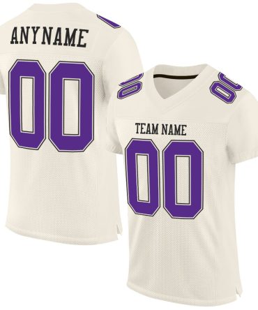 Custom Cream Purple-Black Football Jersey, Gift For Football Fans