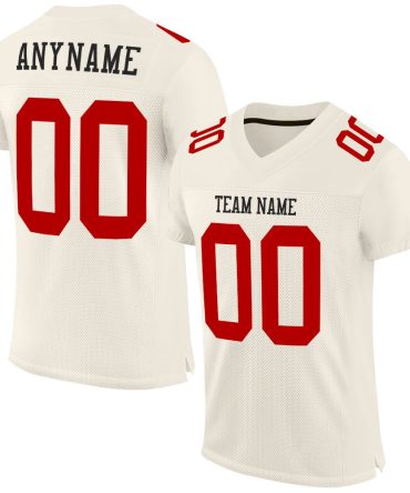 Custom Cream Red Football Jersey, Gift For Football Fans