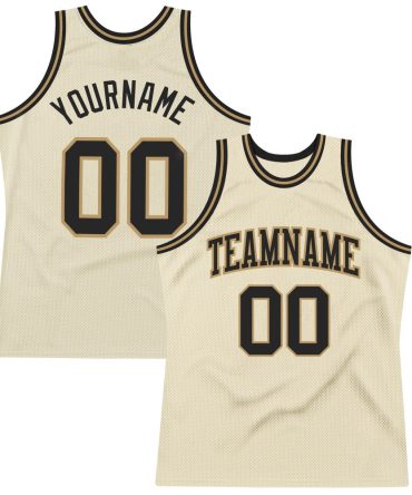 Custom Cream Black-Old Gold Throwback Basketball Jersey, Gift For Basketball Fans