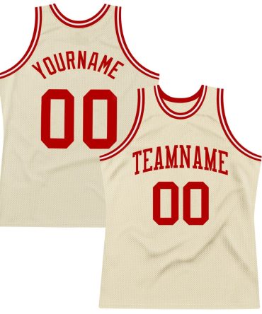 Custom Cream Red-White Throwback Basketball Jersey, Gift For Basketball Fans