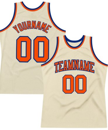 Custom Cream Orange-Royal Throwback Basketball Jersey, Gift For Basketball Fans
