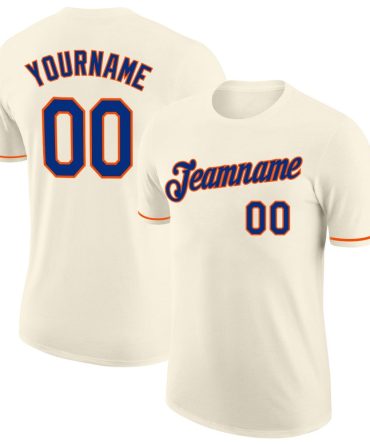 Custom Cream Royal-Orange Performance T-Shirt, For Football, Baseball, Hockey, Basketball, Softball & Rugby Fans