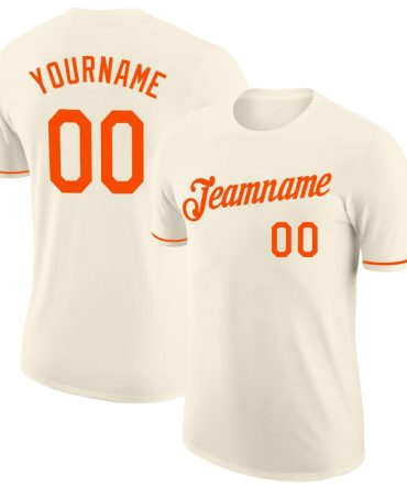 Custom Cream Orange Performance T-Shirt, For Football, Baseball, Hockey, Basketball, Softball & Rugby Fans